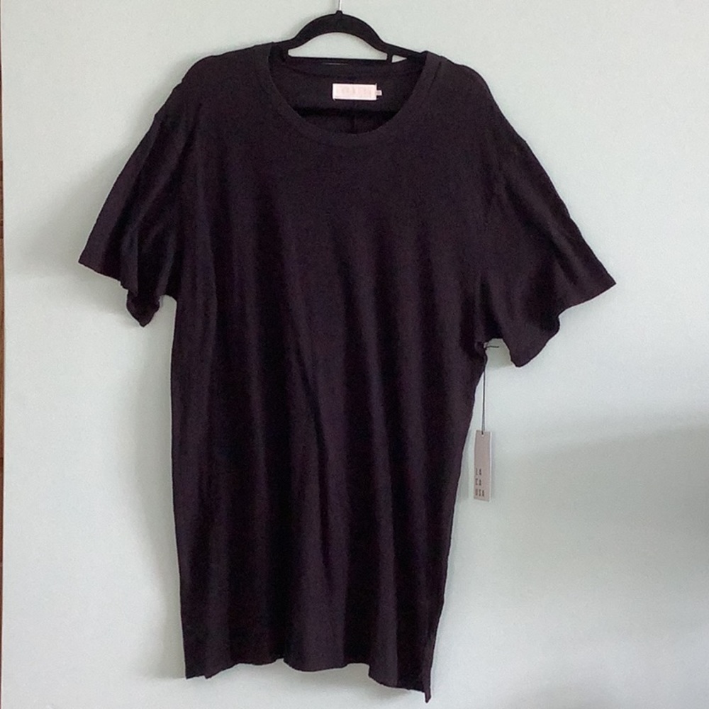 NWT LACAUSA/Anthro semi sheer cotton shirt dress-L